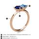 5 - Zoya Pear Shape Blue Sapphire & Princess Shape Blue Topaz 2 Stone Duo Ring 