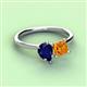 3 - Zoya Pear Shape Blue Sapphire & Princess Shape Citrine 2 Stone Duo Ring 