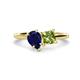 1 - Zoya Pear Shape Blue Sapphire & Princess Shape Peridot 2 Stone Duo Ring 