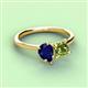 3 - Zoya Pear Shape Blue Sapphire & Princess Shape Peridot 2 Stone Duo Ring 