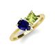 4 - Zoya Pear Shape Blue Sapphire & Princess Shape Peridot 2 Stone Duo Ring 
