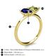 5 - Zoya Pear Shape Blue Sapphire & Princess Shape Peridot 2 Stone Duo Ring 