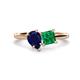 1 - Zoya Pear Shape Blue Sapphire & Princess Shape Lab Created Emerald 2 Stone Duo Ring 