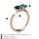 5 - Zoya Pear Shape Blue Sapphire & Princess Shape Lab Created Emerald 2 Stone Duo Ring 