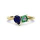 1 - Zoya Pear Shape Blue Sapphire & Princess Shape Lab Created Alexandrite 2 Stone Duo Ring 