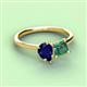 3 - Zoya Pear Shape Blue Sapphire & Princess Shape Lab Created Alexandrite 2 Stone Duo Ring 