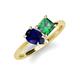 4 - Zoya Pear Shape Blue Sapphire & Princess Shape Lab Created Alexandrite 2 Stone Duo Ring 