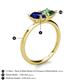 5 - Zoya Pear Shape Blue Sapphire & Princess Shape Lab Created Alexandrite 2 Stone Duo Ring 