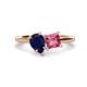 1 - Zoya Pear Shape Blue Sapphire & Princess Shape Pink Tourmaline 2 Stone Duo Ring 