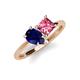 4 - Zoya Pear Shape Blue Sapphire & Princess Shape Pink Tourmaline 2 Stone Duo Ring 