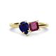 1 - Zoya Pear Shape Blue Sapphire & Princess Shape Rhodolite Garnet 2 Stone Duo Ring 