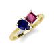 4 - Zoya Pear Shape Blue Sapphire & Princess Shape Rhodolite Garnet 2 Stone Duo Ring 