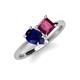 4 - Zoya Pear Shape Blue Sapphire & Princess Shape Rhodolite Garnet 2 Stone Duo Ring 