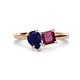 1 - Zoya Pear Shape Blue Sapphire & Princess Shape Rhodolite Garnet 2 Stone Duo Ring 