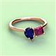 3 - Zoya Pear Shape Blue Sapphire & Princess Shape Rhodolite Garnet 2 Stone Duo Ring 
