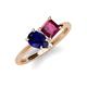 4 - Zoya Pear Shape Blue Sapphire & Princess Shape Rhodolite Garnet 2 Stone Duo Ring 