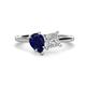 1 - Zoya Pear Shape Blue Sapphire & Princess Shape Certified Lab Grown Diamond 2 Stone Duo Ring 
