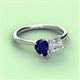 3 - Zoya Pear Shape Blue Sapphire & Princess Shape Certified Lab Grown Diamond 2 Stone Duo Ring 