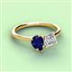 3 - Zoya Pear Shape Blue Sapphire & Princess Shape Certified Lab Grown Diamond 2 Stone Duo Ring 