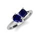 4 - Zoya Pear Shape Blue Sapphire & Princess Shape Lab Created Blue Sapphire 2 Stone Duo Ring 
