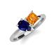 4 - Zoya Pear Shape Blue Sapphire & Princess Shape Citrine 2 Stone Duo Ring 