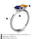 5 - Zoya Pear Shape Blue Sapphire & Princess Shape Citrine 2 Stone Duo Ring 