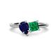 1 - Zoya Pear Shape Blue Sapphire & Princess Shape Lab Created Emerald 2 Stone Duo Ring 