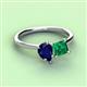 3 - Zoya Pear Shape Blue Sapphire & Princess Shape Lab Created Emerald 2 Stone Duo Ring 