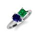 4 - Zoya Pear Shape Blue Sapphire & Princess Shape Lab Created Emerald 2 Stone Duo Ring 