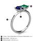 5 - Zoya Pear Shape Blue Sapphire & Princess Shape Lab Created Emerald 2 Stone Duo Ring 