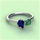 3 - Zoya Pear Shape Blue Sapphire & Princess Shape Lab Created Alexandrite 2 Stone Duo Ring 
