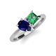 4 - Zoya Pear Shape Blue Sapphire & Princess Shape Lab Created Alexandrite 2 Stone Duo Ring 