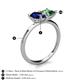 5 - Zoya Pear Shape Blue Sapphire & Princess Shape Lab Created Alexandrite 2 Stone Duo Ring 