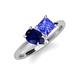 4 - Zoya Pear Shape Blue Sapphire & Princess Shape Tanzanite 2 Stone Duo Ring 