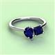 3 - Zoya Pear Shape Blue Sapphire & Princess Shape Lab Created Blue Sapphire 2 Stone Duo Ring 