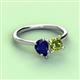 3 - Zoya Pear Shape Blue Sapphire & Princess Shape Peridot 2 Stone Duo Ring 