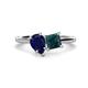 1 - Zoya Pear Shape Blue Sapphire & Princess Shape London Blue Topaz 2 Stone Duo Ring 
