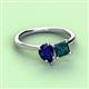 3 - Zoya Pear Shape Blue Sapphire & Princess Shape London Blue Topaz 2 Stone Duo Ring 