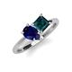 4 - Zoya Pear Shape Blue Sapphire & Princess Shape London Blue Topaz 2 Stone Duo Ring 