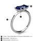 5 - Zoya Pear Shape Blue Sapphire & Princess Shape Lab Created Blue Sapphire 2 Stone Duo Ring 