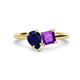 1 - Zoya Pear Shape Blue Sapphire & Princess Shape Amethyst 2 Stone Duo Ring 