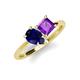 4 - Zoya Pear Shape Blue Sapphire & Princess Shape Amethyst 2 Stone Duo Ring 