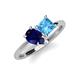 4 - Zoya Pear Shape Blue Sapphire & Princess Shape Blue Topaz 2 Stone Duo Ring 
