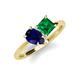 4 - Zoya Pear Shape Blue Sapphire & Princess Shape Lab Created Emerald 2 Stone Duo Ring 