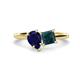 1 - Zoya Pear Shape Blue Sapphire & Princess Shape London Blue Topaz 2 Stone Duo Ring 