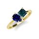 4 - Zoya Pear Shape Blue Sapphire & Princess Shape London Blue Topaz 2 Stone Duo Ring 