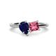 1 - Zoya Pear Shape Blue Sapphire & Princess Shape Pink Tourmaline 2 Stone Duo Ring 