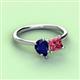 3 - Zoya Pear Shape Blue Sapphire & Princess Shape Pink Tourmaline 2 Stone Duo Ring 