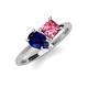 4 - Zoya Pear Shape Blue Sapphire & Princess Shape Pink Tourmaline 2 Stone Duo Ring 