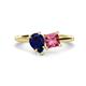1 - Zoya Pear Shape Blue Sapphire & Princess Shape Pink Tourmaline 2 Stone Duo Ring 